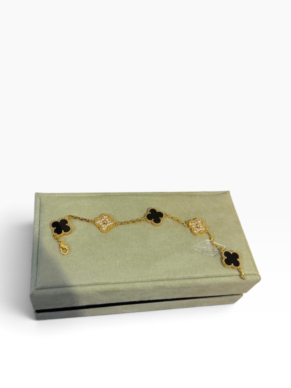 Van Cleef & Arpels Gold Bracelet with Black Motif and Crystal Links